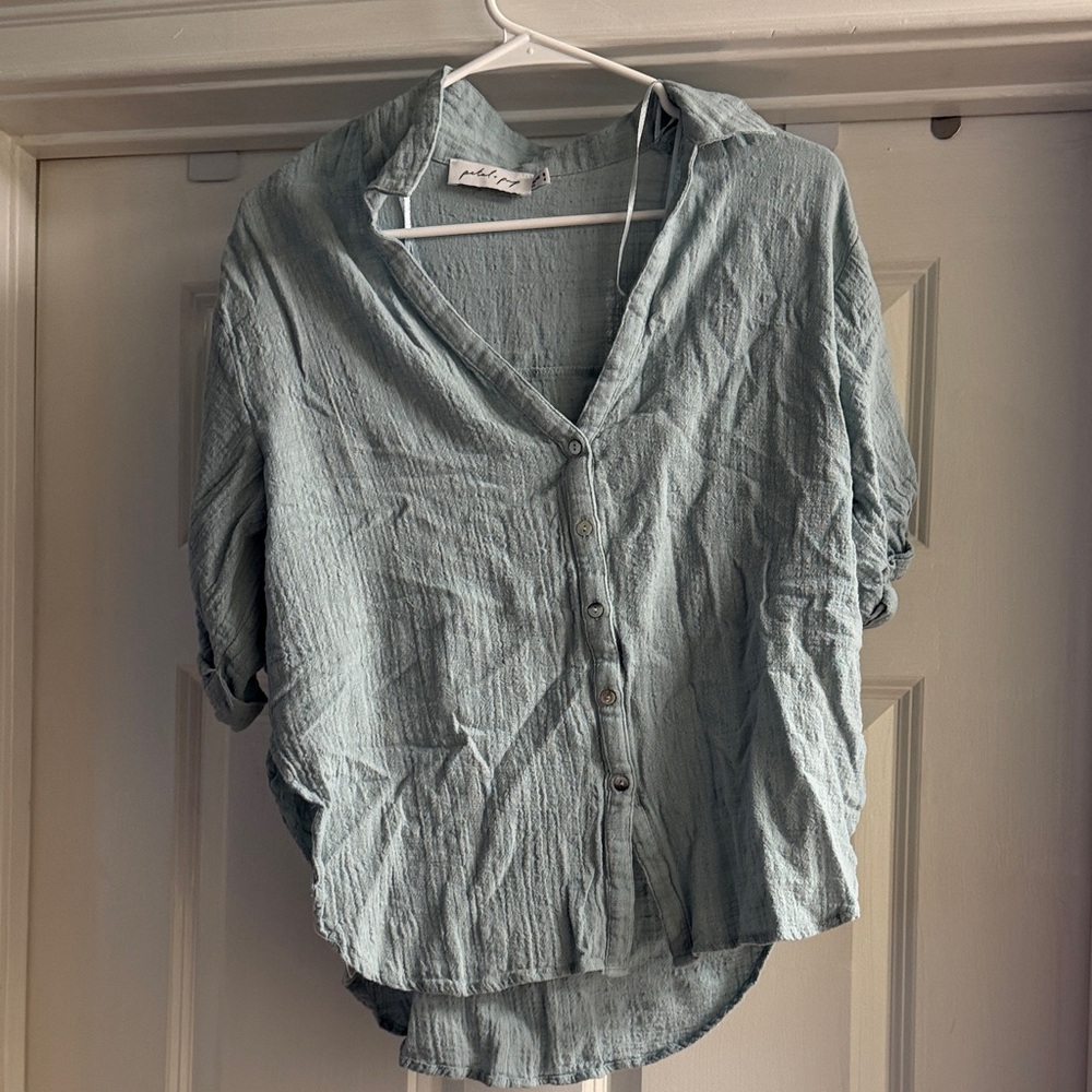 Petal & Pup Soft Blue Textured Top